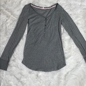Victoria Secret Metallic Gray Long Sleeve Top